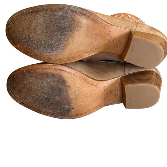 Rag & Bone Whipstitch Tan Suede Boots Size 40/US Size 9 Booties Western Boho - Picture 10 of 11